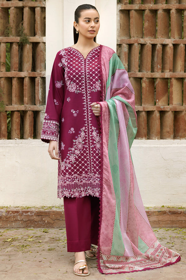 Farasha | Summer Weaves Embroidered Lawn | Satin Ruby - by - Libasekhas UK - Registered Vendor of : Farasha - 100% Original Designer Dresss