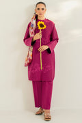 Farasha | Thread Lines Embroidered | Fuchsia Fern - by Libasekhas UK - Registered Vendor of : Farasha - 100% Original Designer Dress