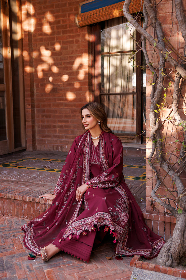 Farasha | Dastoor Embroidered Lawn SS24 | RUBY GLAM - by - Libasekhas UK - Registered Vendor of : Farasha - 100% Original Designer Dresss