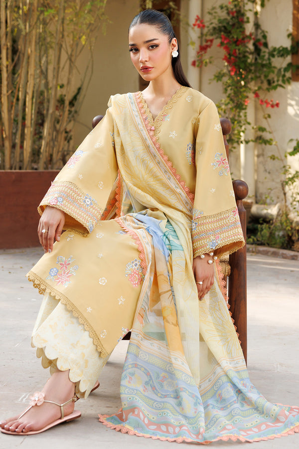Farasha | Summer Weaves Embroidered Lawn | Sunlit Mellow - by - Libasekhas UK - Registered Vendor of : Farasha - 100% Original Designer Dresss