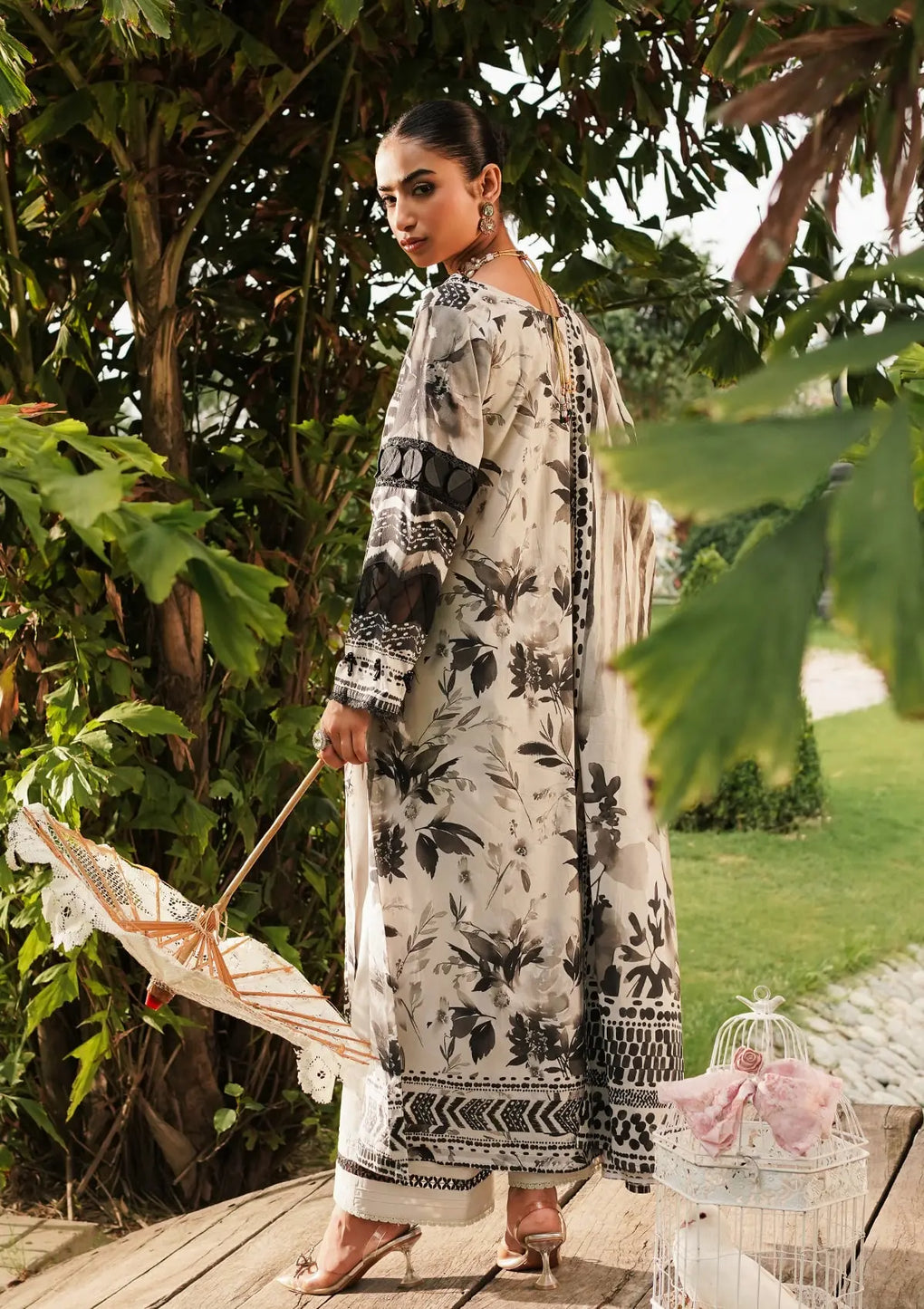 Elaf Premium | Printed Collection 24 | EEP-07B - Black Blossom - by - Libasekhas UK - Registered Vendor of : Elaf Premium - 100% Original Designer Dresss