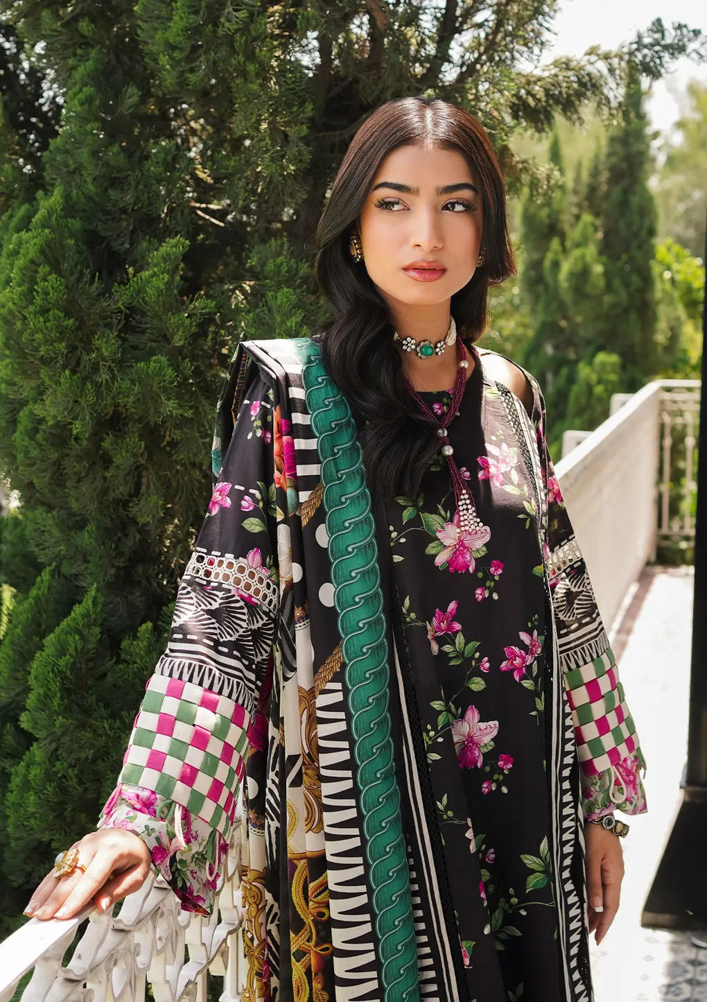 Elaf Premium | Printed Collection 24 | EEP-02A - Dark Floral - by - Libasekhas UK - Registered Vendor of : Elaf Premium - 100% Original Designer Dresss