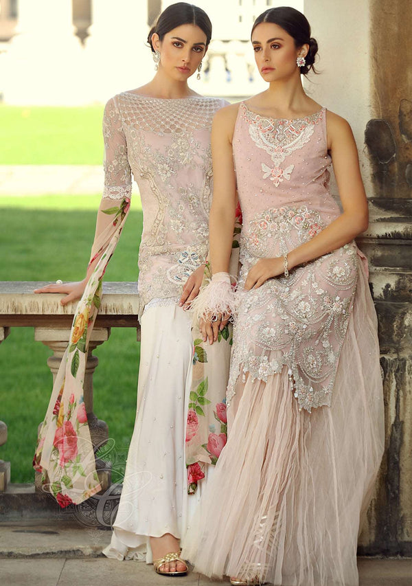 Layla Chatoor | Luxury Pret | Blush Pink Short Tunic - by Libasekhas UK - Registered Vendor of : Layla Chatoor - 100% Original Designer Dress