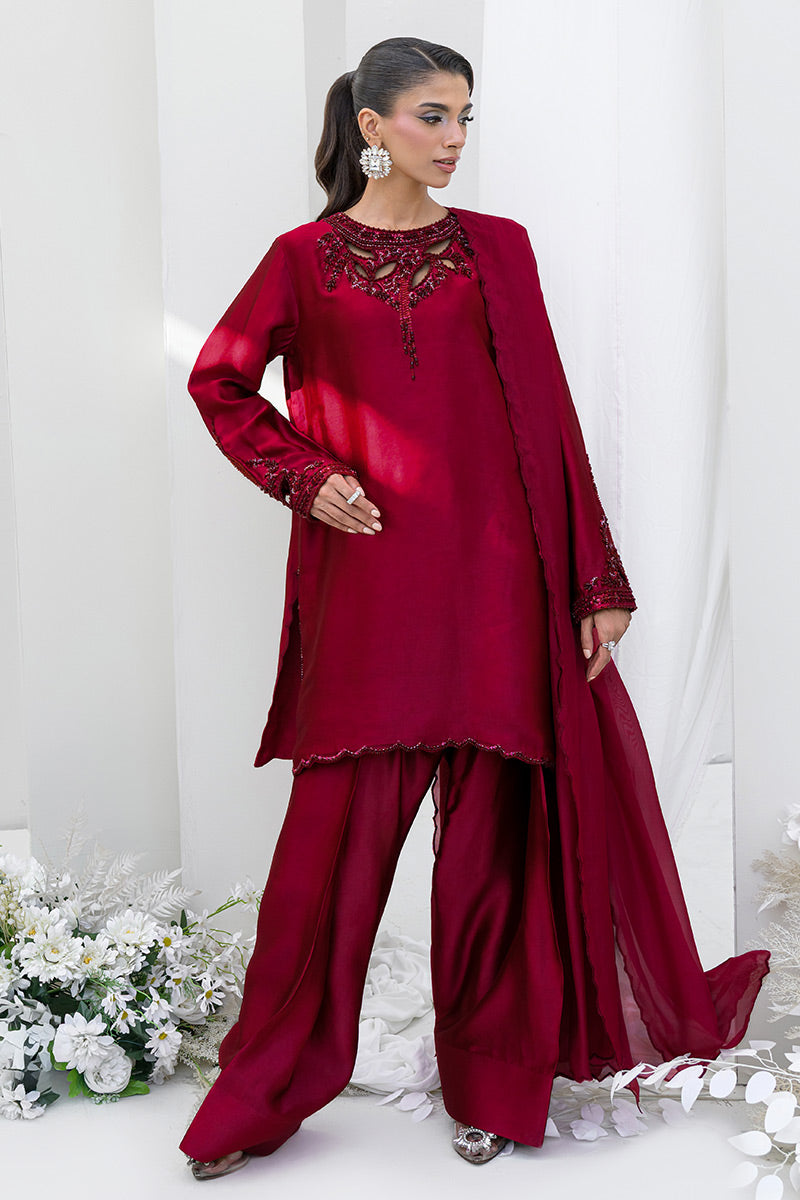 Chic Ophicial | Aarzu Luxe Pret | Ruby Veil - by Libasekhas UK - Registered Vendor of : Chic Ophicial - 100% Original Designer Dress