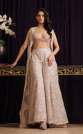 Threads and Motifs | Formal Dresses 25 | Net Embroidered Jacket with Embroidered Tube & Trouser - by Libasekhas UK - Registered Vendor of : Threads and Motifs - 100% Original Designer Dress