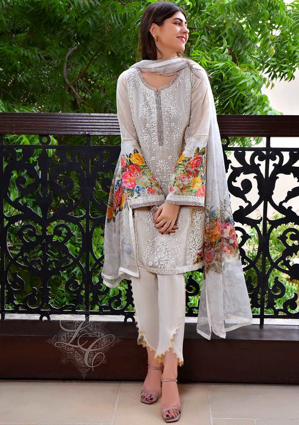 Layla Chatoor | Luxury Pret | Off White Gota Shirt - by Libasekhas UK - Registered Vendor of : Layla Chatoor - 100% Original Designer Dress