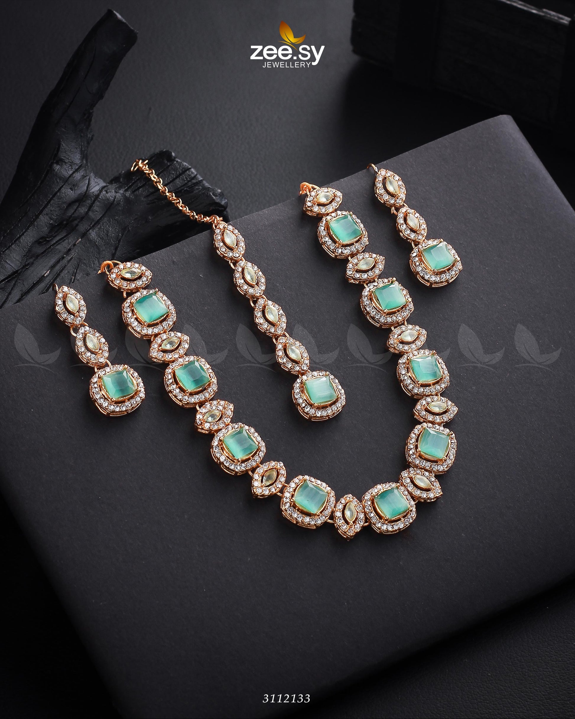 Scabiosa Necklace Set - by - Libasekhas UK - Registered Vendor of : Zeesy - 100% Original Designer Dresss