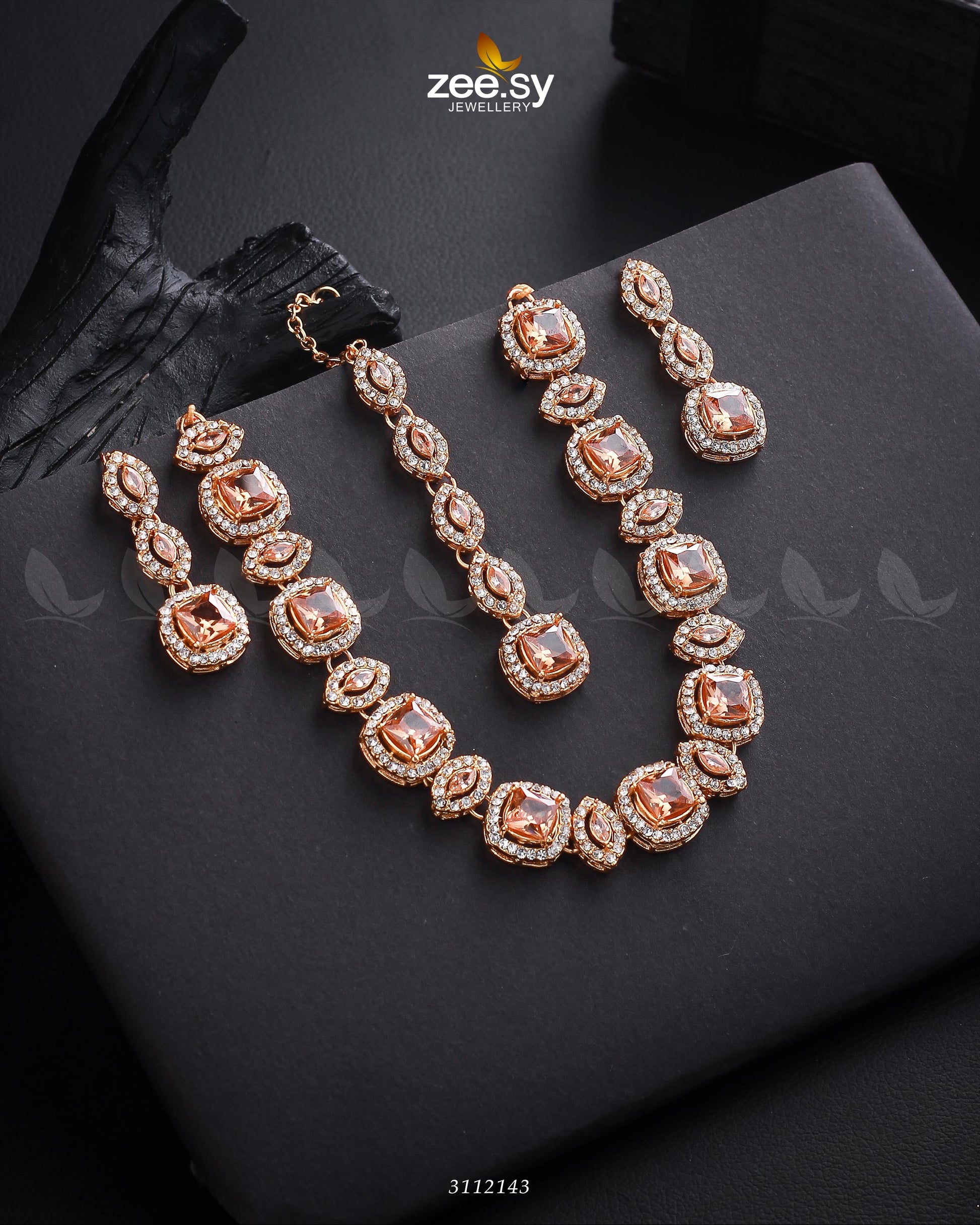 Scabiosa Necklace Set - by - Libasekhas UK - Registered Vendor of : Zeesy - 100% Original Designer Dresss