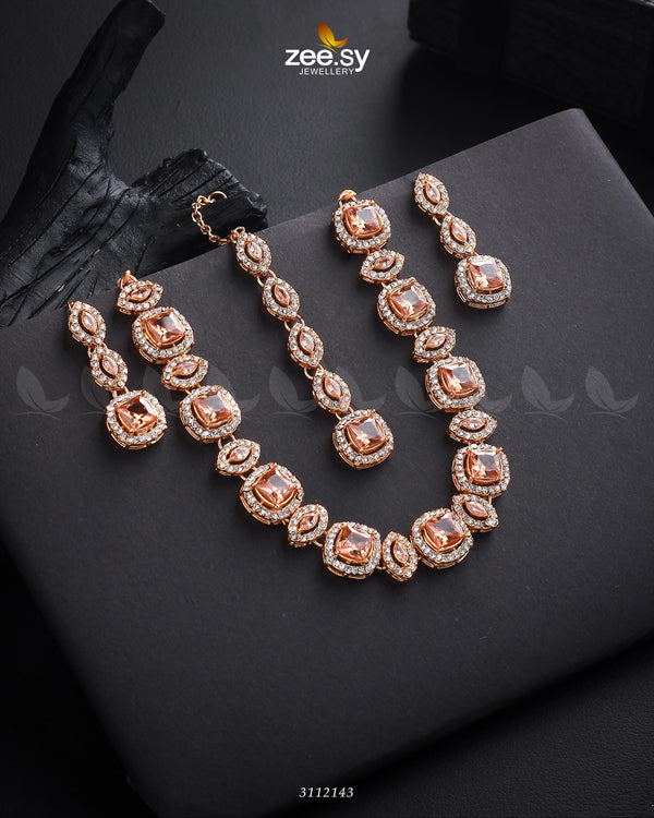 Scabiosa Necklace Set - by - Libasekhas UK - Registered Vendor of : Zeesy - 100% Original Designer Dresss