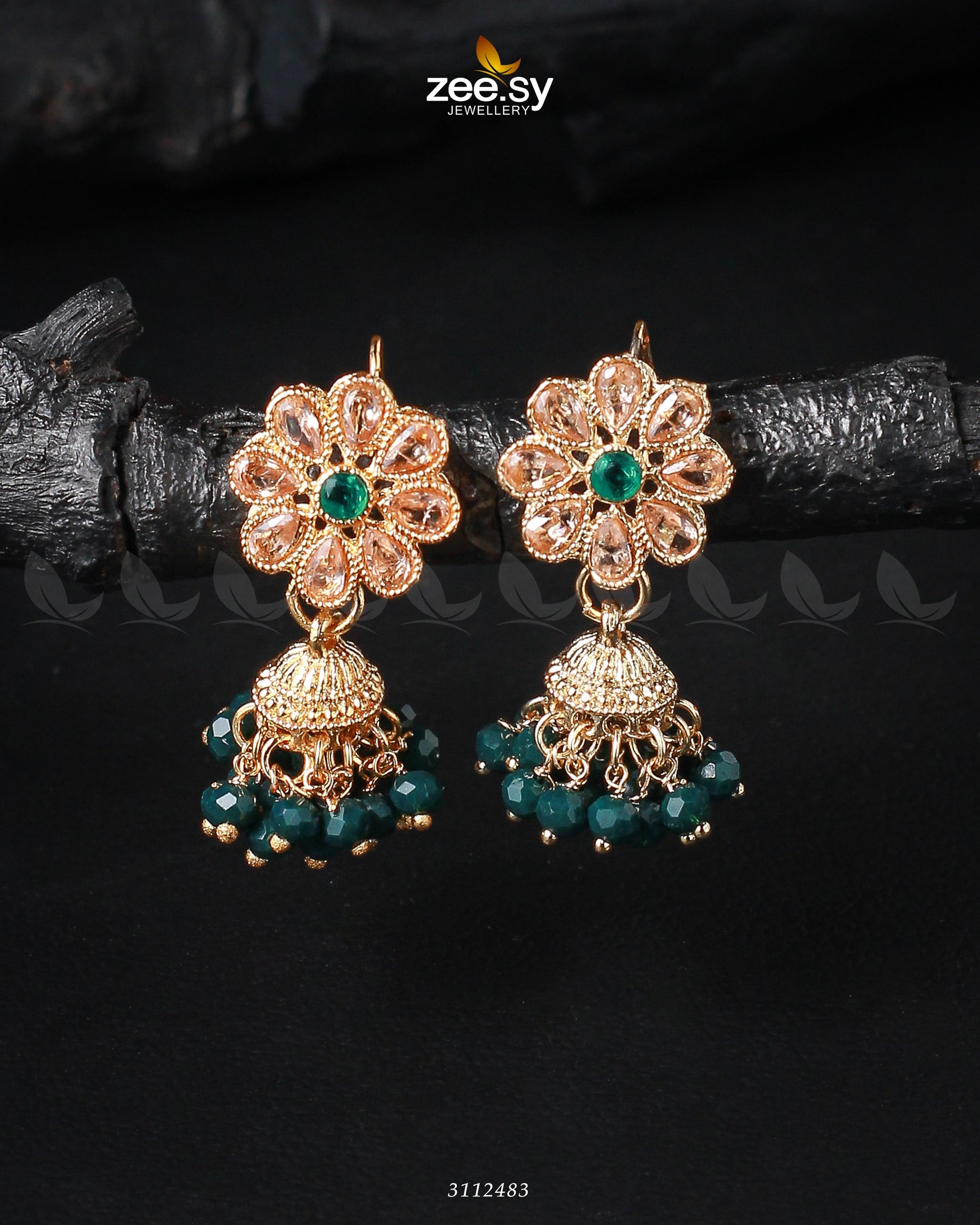 Atiqa Earrings - by - Libasekhas UK - Registered Vendor of : Zeesy - 100% Original Designer Dresss