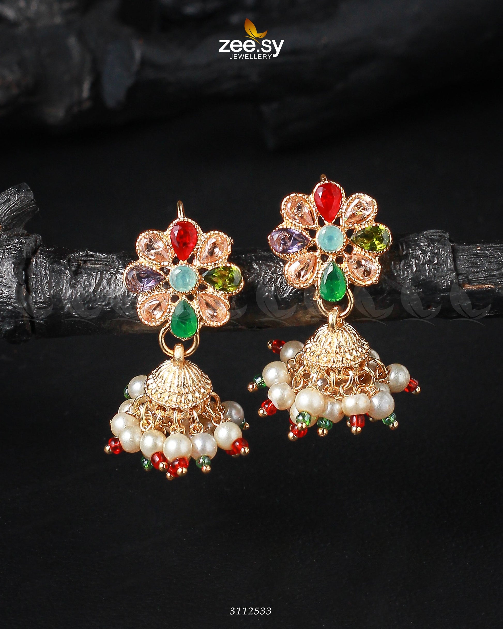 Atiqa Earrings - by - Libasekhas UK - Registered Vendor of : Zeesy - 100% Original Designer Dresss