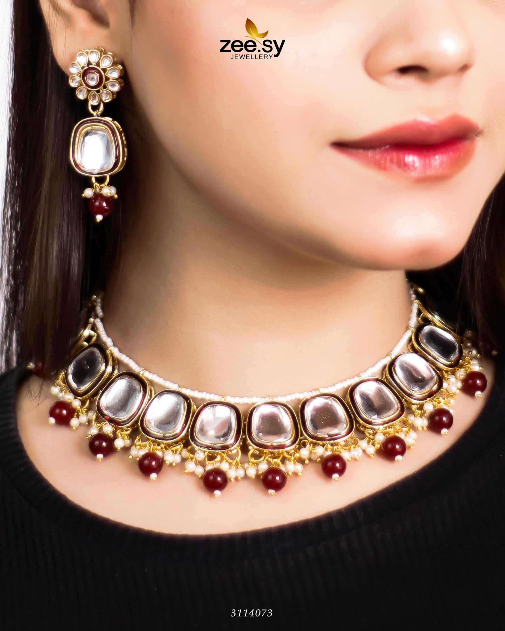 Aqsa Necklace Set - by - Libasekhas UK - Registered Vendor of : Zeesy - 100% Original Designer Dresss