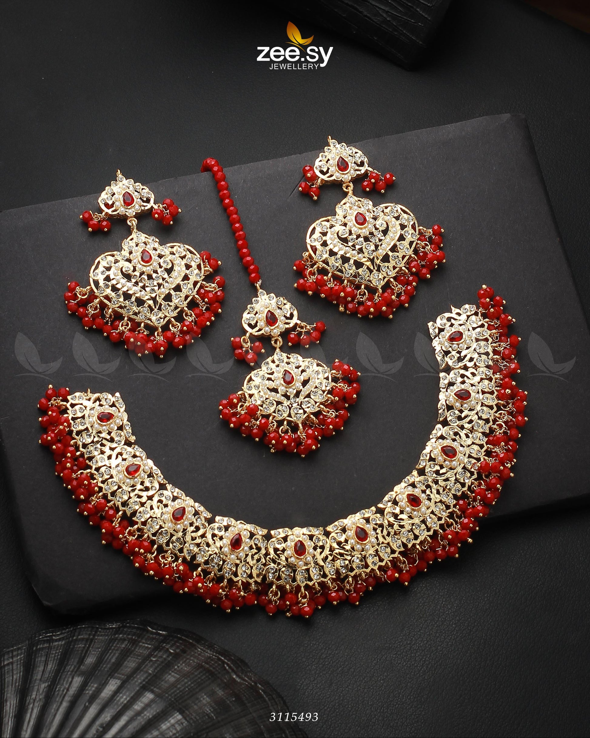 Maniha Necklace Set - by - Libasekhas UK - Registered Vendor of : Zeesy - 100% Original Designer Dresss