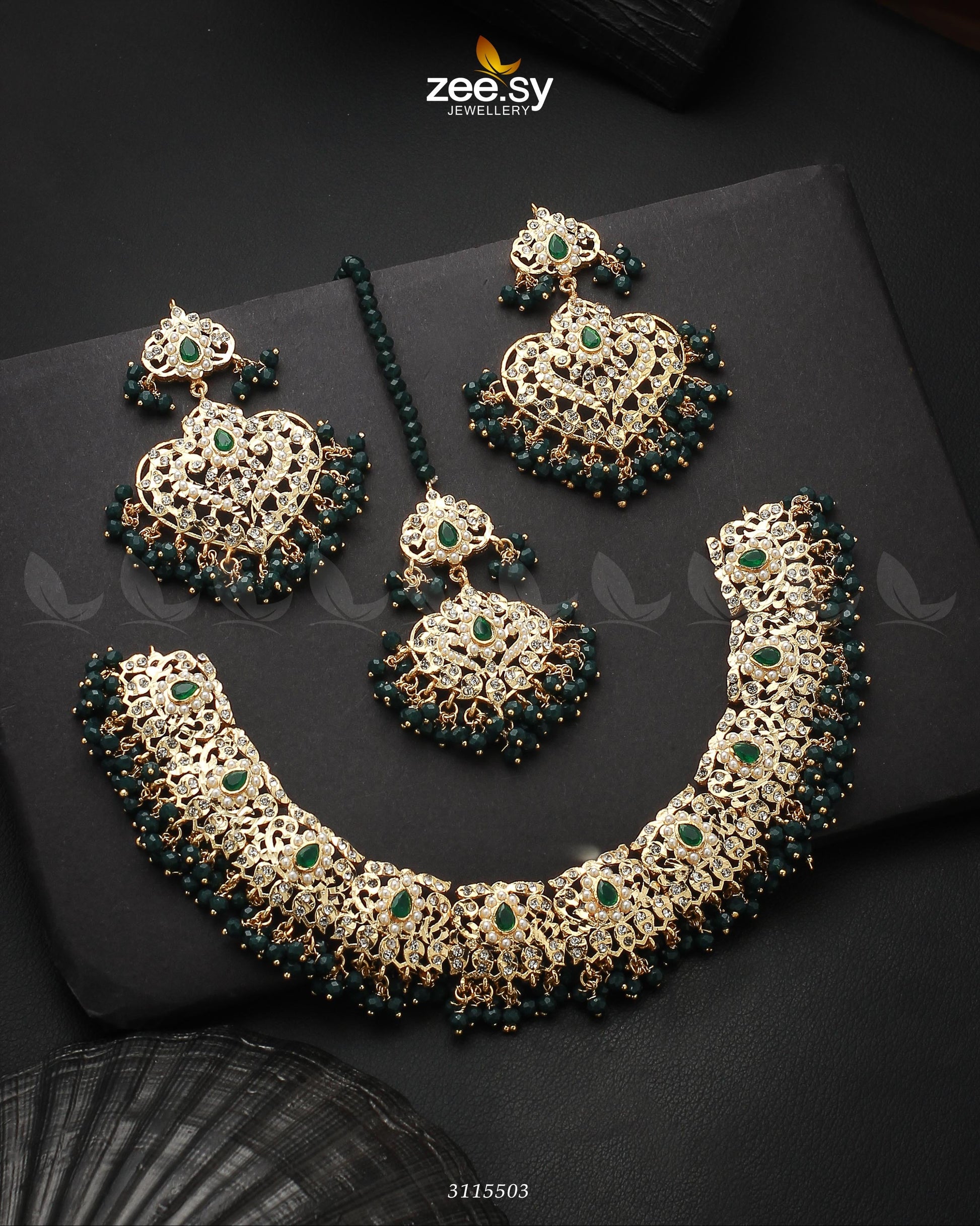 Maniha Necklace Set - by - Libasekhas UK - Registered Vendor of : Zeesy - 100% Original Designer Dresss