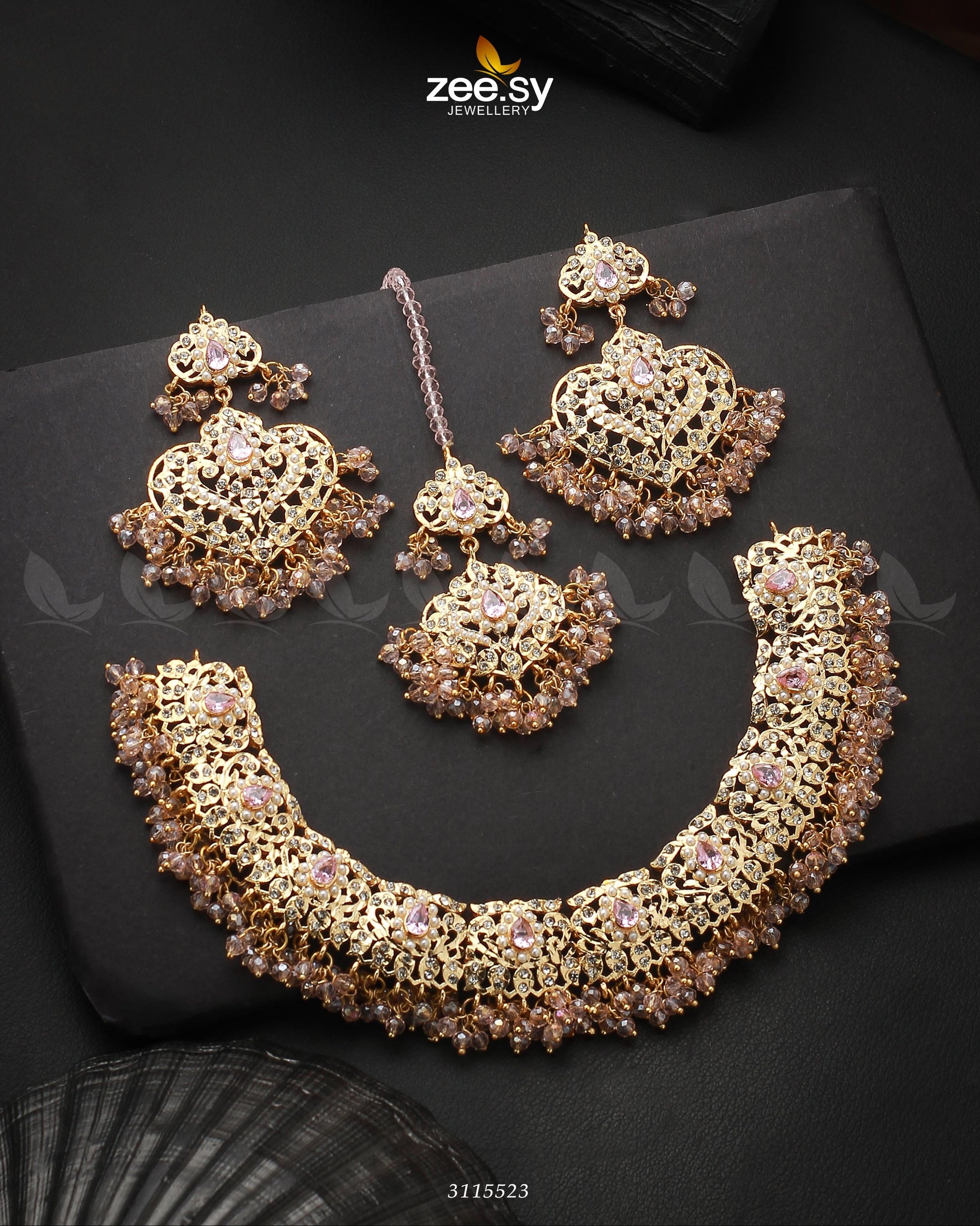 Maniha Necklace Set - by - Libasekhas UK - Registered Vendor of : Zeesy - 100% Original Designer Dresss