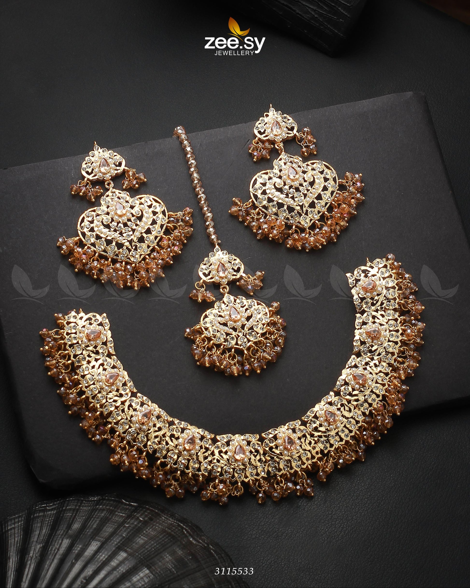 Maniha Necklace Set - by - Libasekhas UK - Registered Vendor of : Zeesy - 100% Original Designer Dresss
