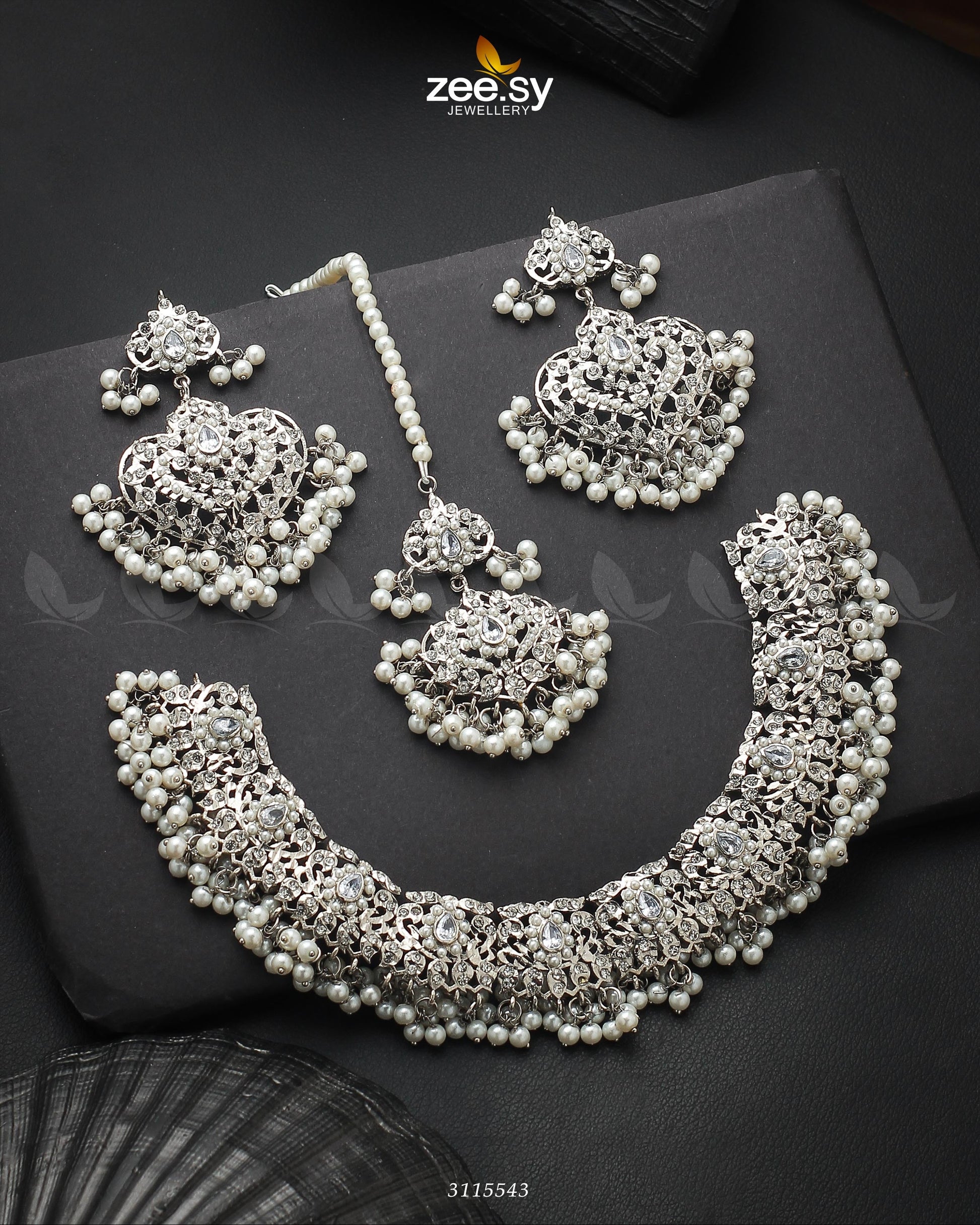 Gracious Necklace Set - by - Libasekhas UK - Registered Vendor of : Zeesy - 100% Original Designer Dresss
