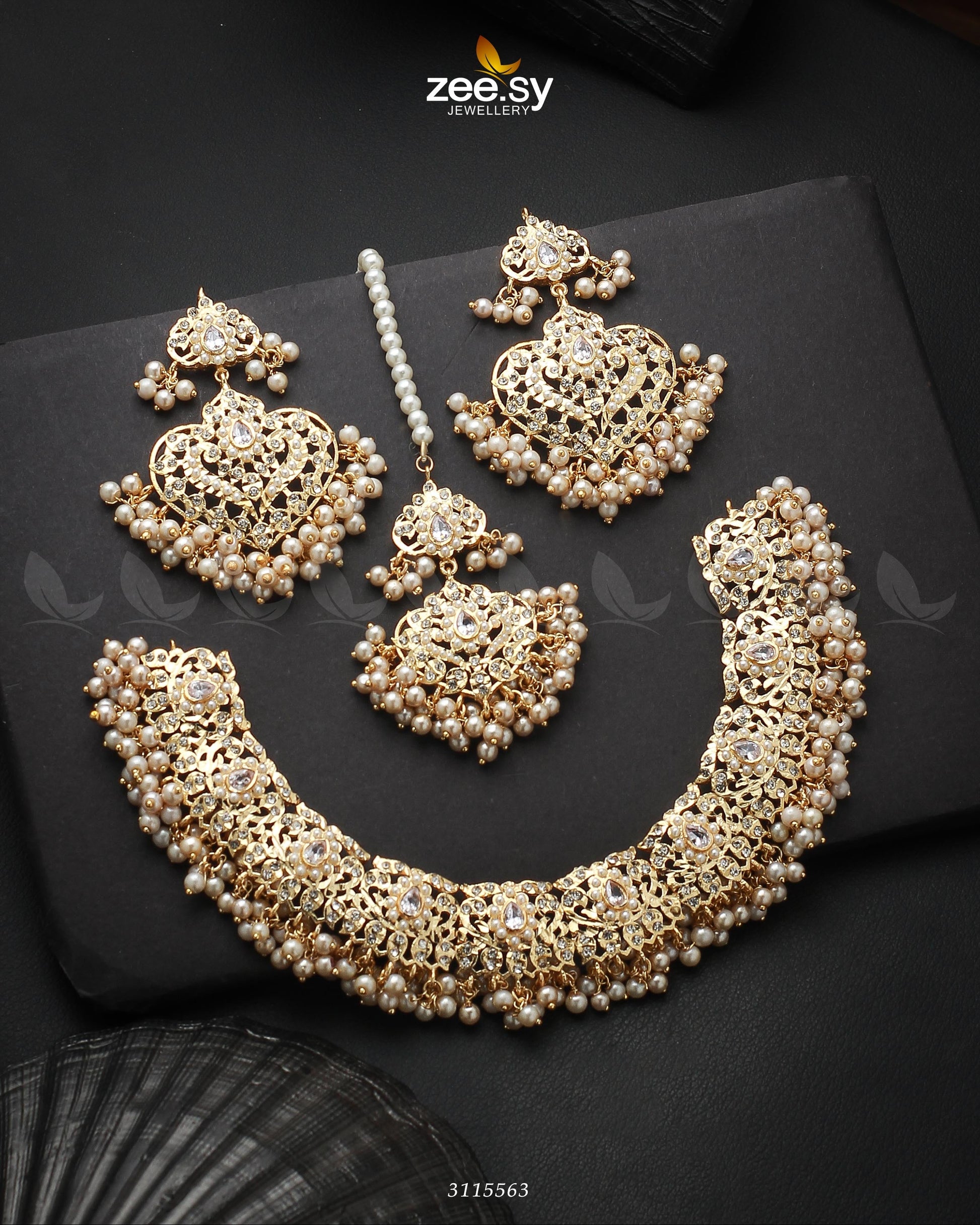 Gracious Necklace Set - by - Libasekhas UK - Registered Vendor of : Zeesy - 100% Original Designer Dresss