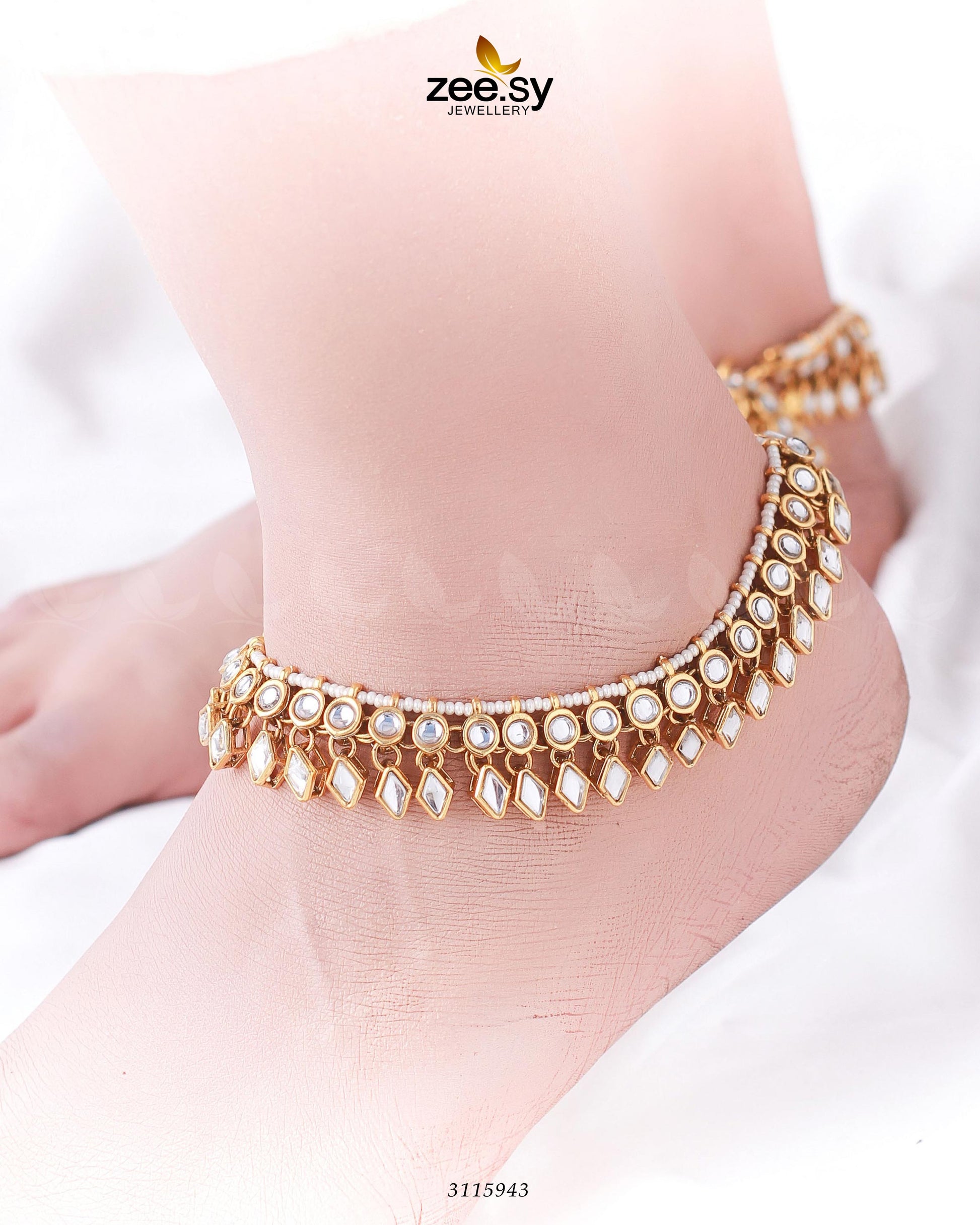 Tsavorite  Anklet - by - Libasekhas UK - Registered Vendor of : Zeesy - 100% Original Designer Dresss