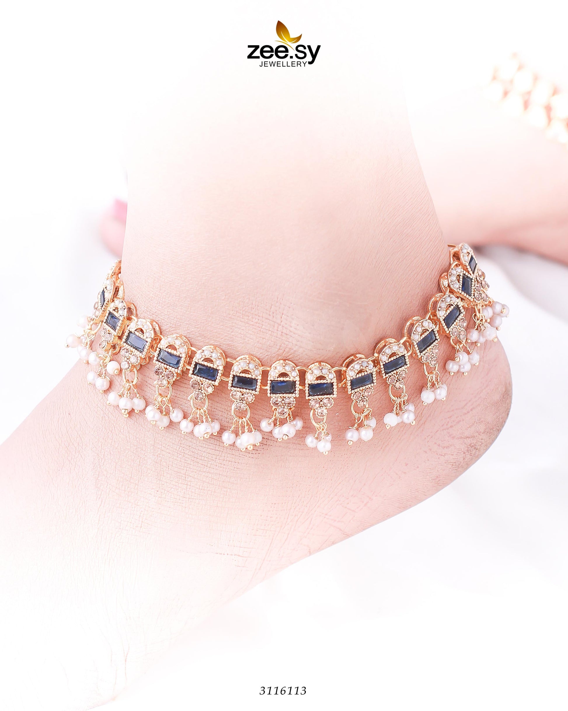 Rutilated Anklet - by - Libasekhas UK - Registered Vendor of : Zeesy - 100% Original Designer Dresss