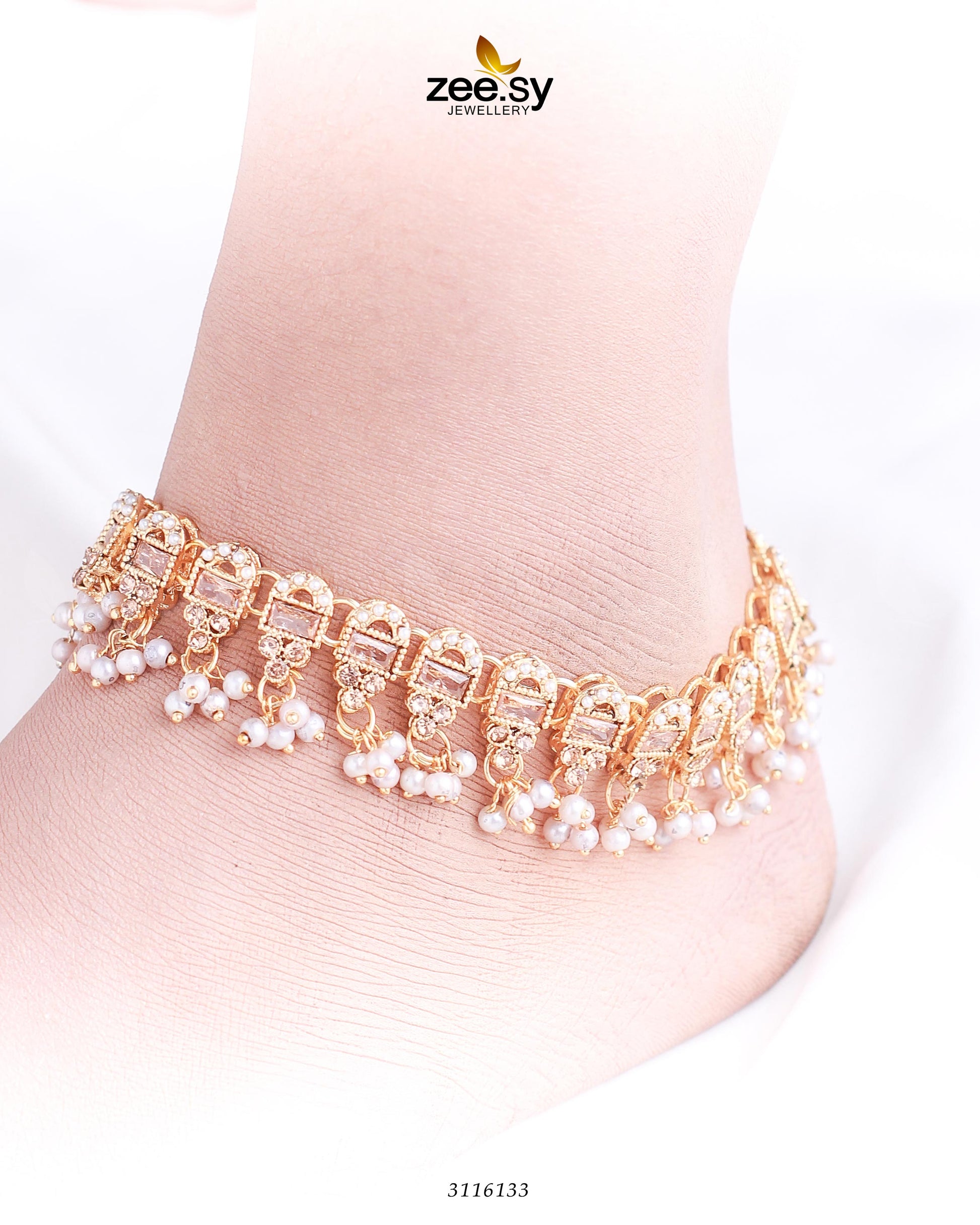 Rutilated Anklet - by - Libasekhas UK - Registered Vendor of : Zeesy - 100% Original Designer Dresss