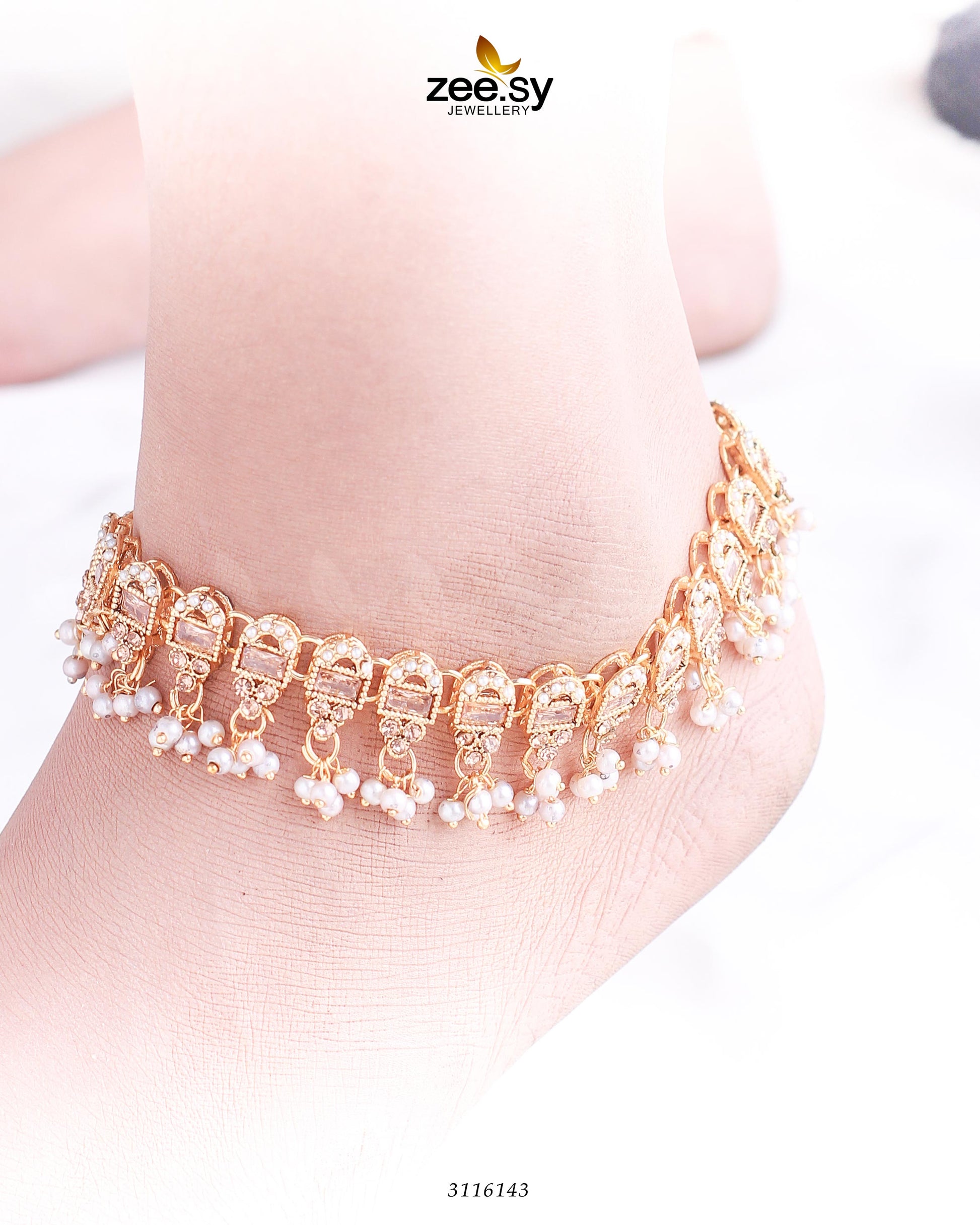 Rutilated Anklet - by - Libasekhas UK - Registered Vendor of : Zeesy - 100% Original Designer Dresss