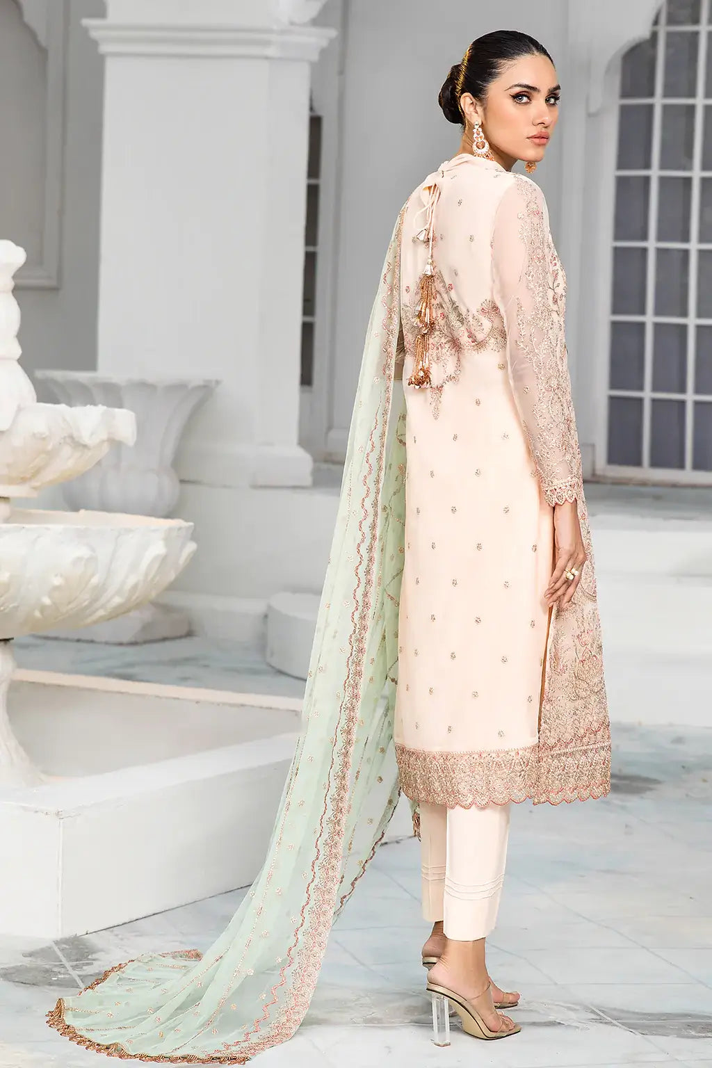 Zarif | DE LUXURY Formals | CORAL - by - Libasekhas UK - Registered Vendor of : Zarif - 100% Original Designer Dresss