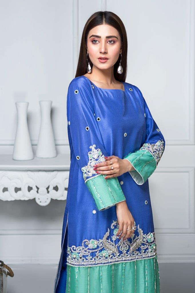 Hana | Eclectic Ready to Wear | Sapphire Twinkle - by - Libasekhas UK - Registered Vendor of : Hana - 100% Original Designer Dresss