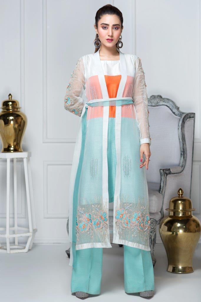 Hana | Eclectic Ready to Wear | Aqua Marine - by - Libasekhas UK - Registered Vendor of : Hana - 100% Original Designer Dresss