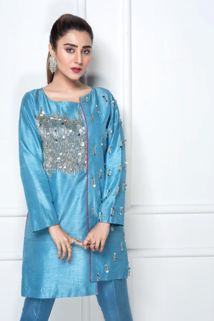 Hana | Eclectic Ready to Wear | Cerulian Spark - by - Libasekhas UK - Registered Vendor of : Hana - 100% Original Designer Dresss