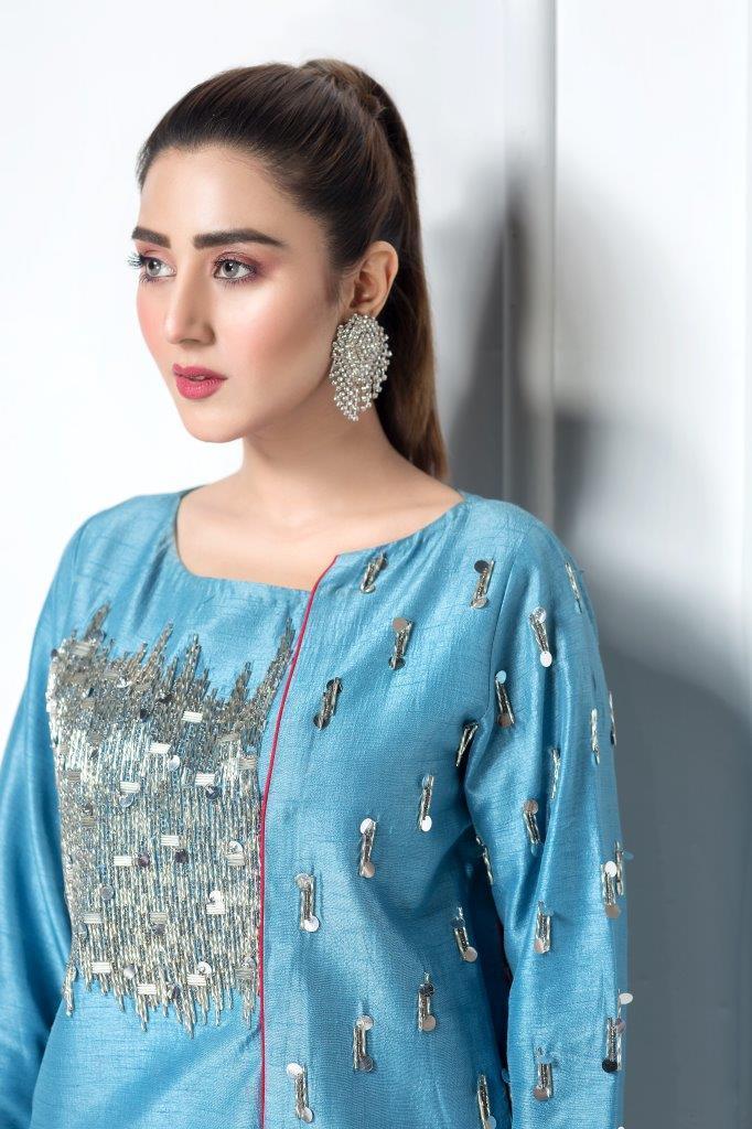 Hana | Eclectic Ready to Wear | Cerulian Spark - by - Libasekhas UK - Registered Vendor of : Hana - 100% Original Designer Dresss