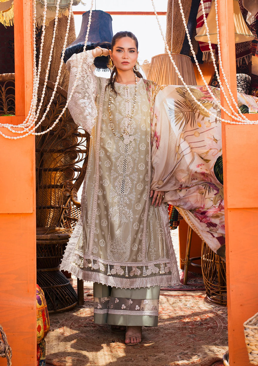 Elaf Premium | Hai Kuch Festive Lawn 24 | EHK-08 Pur Shokh - by - Libasekhas UK - Registered Vendor of : Elaf Premium - 100% Original Designer Dresss