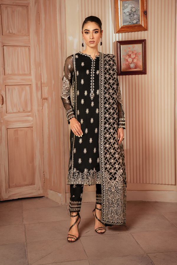 Iznik | Chiffon Kari | ICK-03 Embroidered Chiffon - by - Libasekhas UK - Registered Vendor of : Iznik - 100% Original Designer Dresss