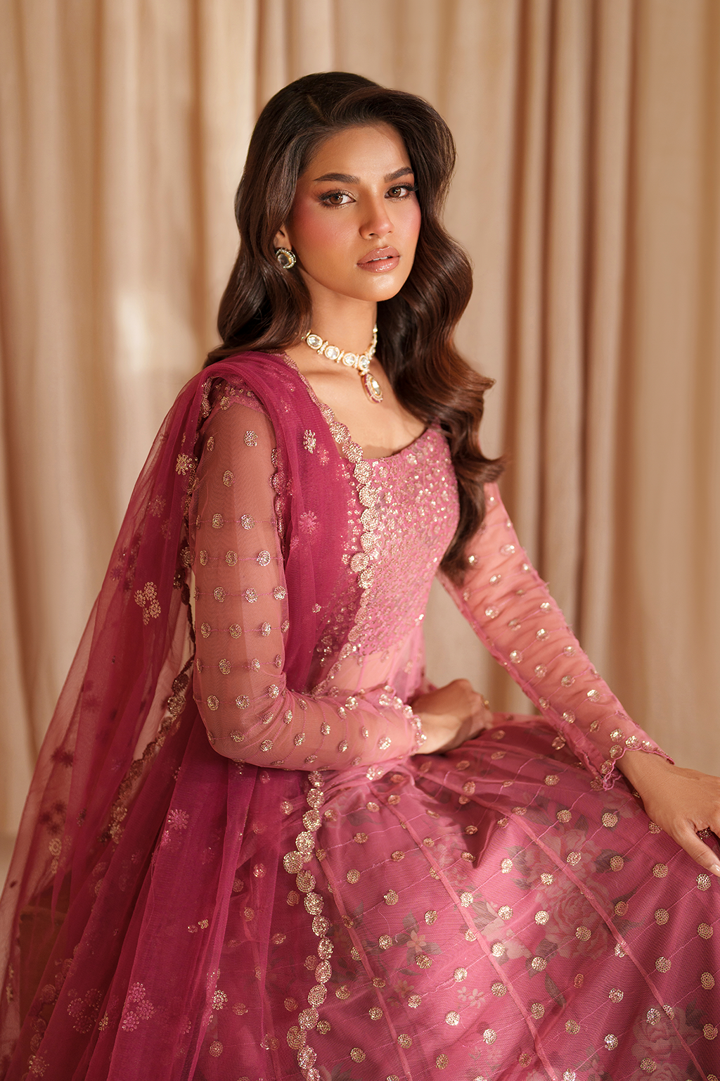 Iznik I Festive Formal I CC-72 Embroidered Net - by Libasekhas UK - Registered Vendor of : Iznik - 100% Original Designer Dress