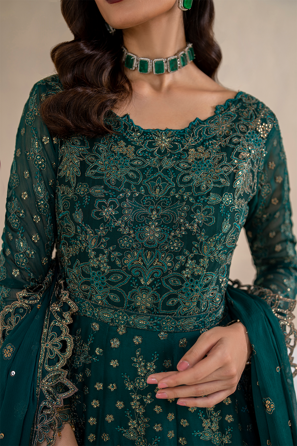Iznik | Chinnon Chiffon | CC-47 Embroidered Chiffon - by - Libasekhas UK - Registered Vendor of : Iznik - 100% Original Designer Dresss