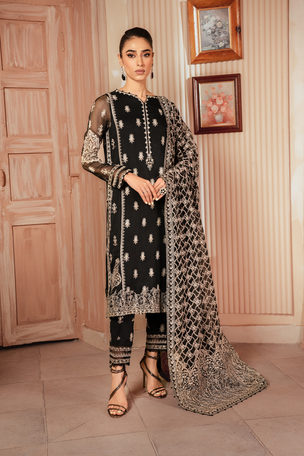 Iznik | Chiffon Kari | ICK-03 Embroidered Chiffon - by - Libasekhas UK - Registered Vendor of : Iznik - 100% Original Designer Dresss