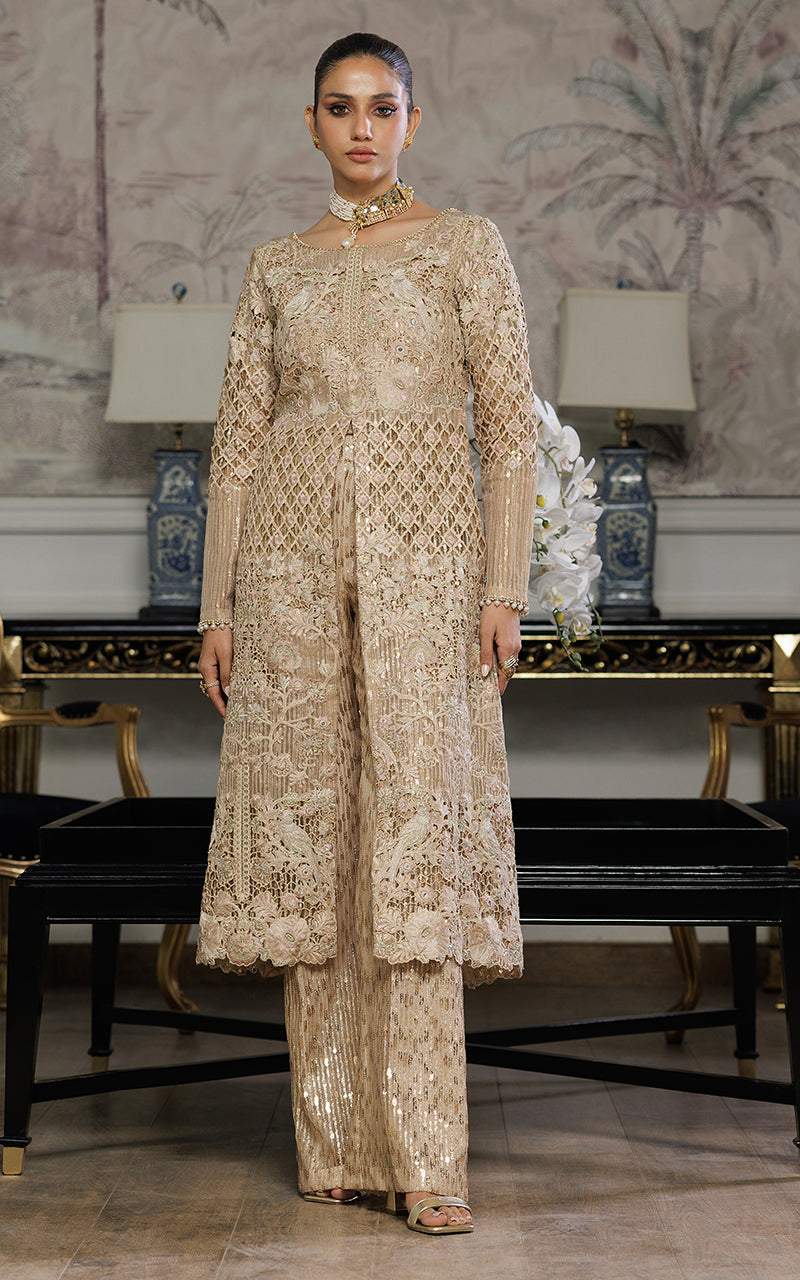 Threads and Motifs | Formal Dresses 25 | Organza Embroidered Dress With Trouser - by Libasekhas UK - Registered Vendor of : Threads and Motifs - 100% Original Designer Dress
