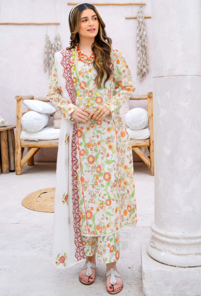 Humdum | Gardenia Lawn 24 | PLG 3 - D02 - by - Libasekhas UK - Registered Vendor of : HumDum - 100% Original Designer Dresss