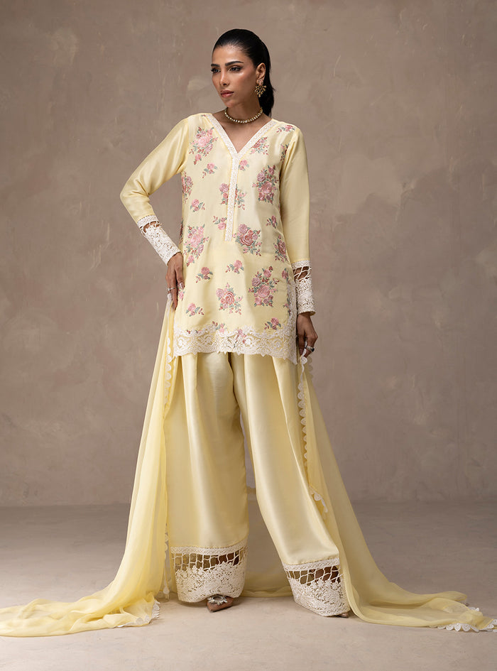 Zainab Chottani | Eid Edit 26 | Butter Yellow Bloom - by Libasekhas UK - Registered Vendor of : Zainab Chottani - 100% Original Designer Dress