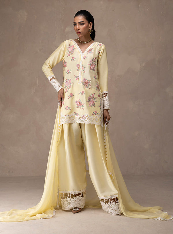 Zainab Chottani | Eid Edit 26 | Butter Yellow Bloom - by Libasekhas UK - Registered Vendor of : Zainab Chottani - 100% Original Designer Dress