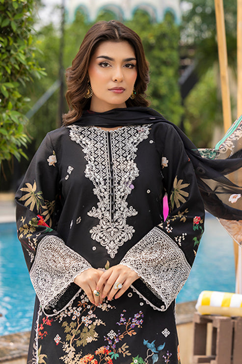 Saad Shaikh | Lawn 25 | Black - Zestel - by - Libasekhas UK - Registered Vendor of : Saad Shaikh - 100% Original Designer Dresss