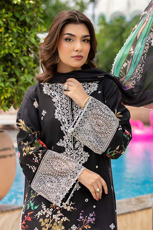 Saad Shaikh | Lawn 25 | Black - Zestel - by - Libasekhas UK - Registered Vendor of : Saad Shaikh - 100% Original Designer Dresss