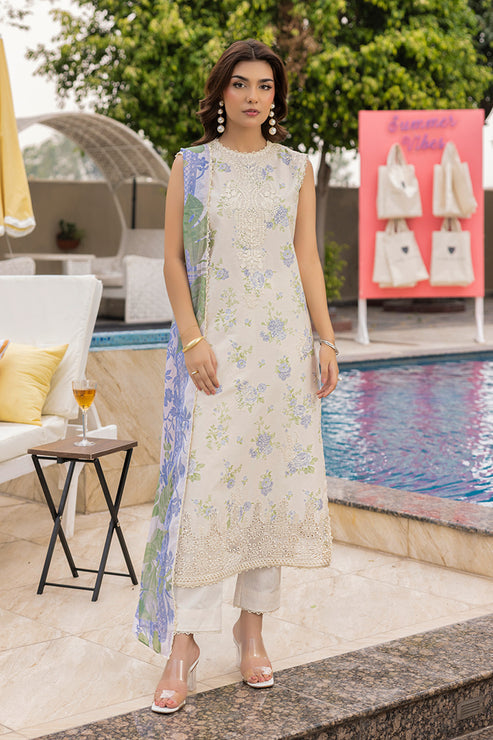 Saad Shaikh | Lawn 25 | Offwhite - Tropelle - by - Libasekhas UK - Registered Vendor of : Saad Shaikh - 100% Original Designer Dresss