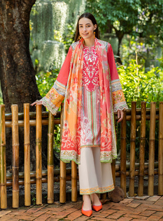 Roheenaz | Ethereal Bloom Lawn 25 | Roselle - by - Libasekhas UK - Registered Vendor of : Roheenaz - 100% Original Designer Dresss