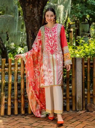 Roheenaz | Ethereal Bloom Lawn 25 | Roselle - by - Libasekhas UK - Registered Vendor of : Roheenaz - 100% Original Designer Dresss