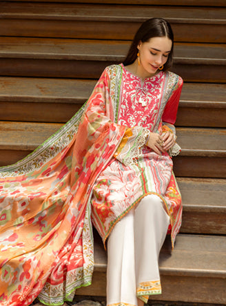 Roheenaz | Ethereal Bloom Lawn 25 | Roselle - by - Libasekhas UK - Registered Vendor of : Roheenaz - 100% Original Designer Dresss