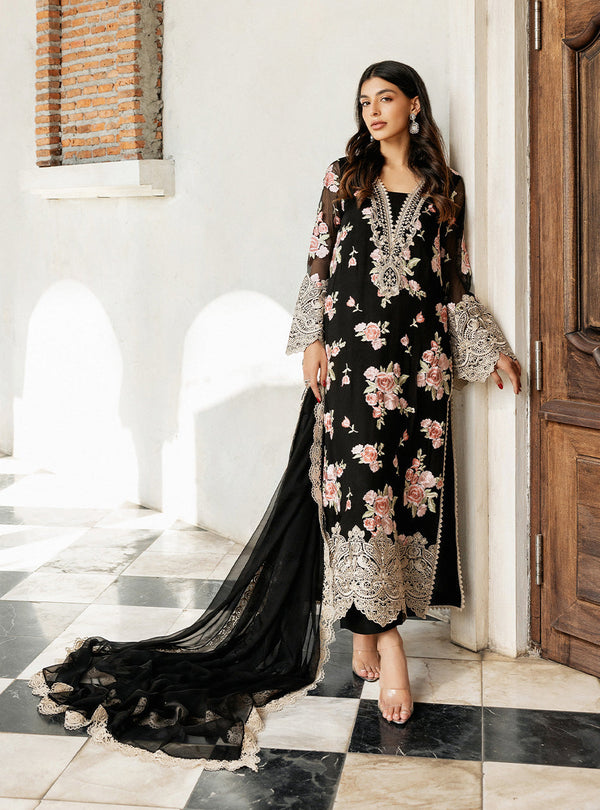 Zainab Chottani | Ramadan Edit 25 | Black Rose Waltz - by - Libasekhas UK - Registered Vendor of : Zainab Chottani - 100% Original Designer Dresss