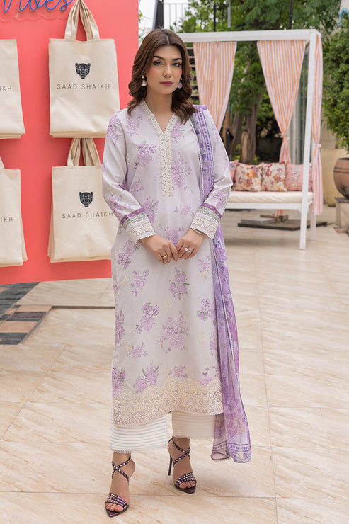 Saad Shaikh | Lawn 25 | Lilac Haze - by - Libasekhas UK - Registered Vendor of : Saad Shaikh - 100% Original Designer Dresss