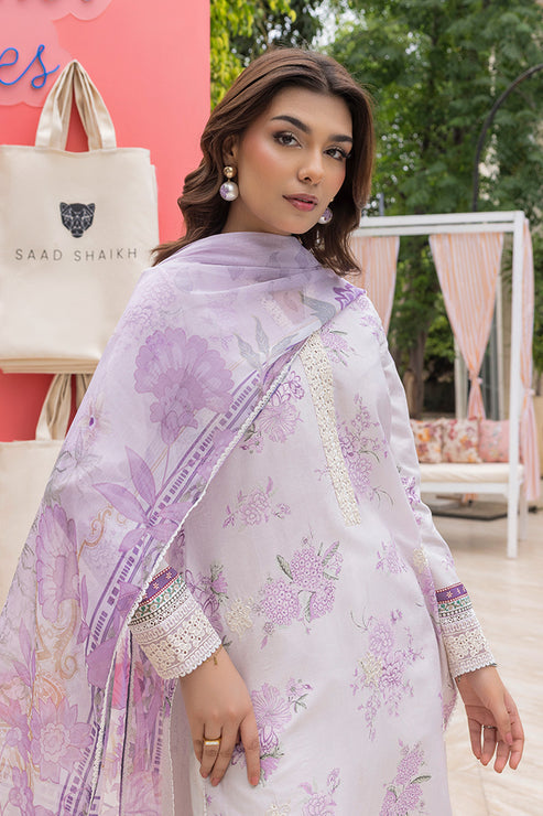 Saad Shaikh | Lawn 25 | Lilac Haze - by - Libasekhas UK - Registered Vendor of : Saad Shaikh - 100% Original Designer Dresss
