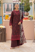 Saad Shaikh | Lawn 25 | Mehroon - Twilight Flora - by - Libasekhas UK - Registered Vendor of : Saad Shaikh - 100% Original Designer Dresss
